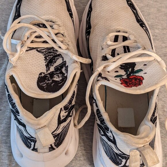 Mens Gothic Skull Rose & Skeleton Sneakers, Heavy Metal Runners Size 11, EUR 45 - Picture 5 of 6